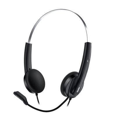 Genius HS-220U Lightweight Headset w/ Mic, USB Connection, Volume Control, Black