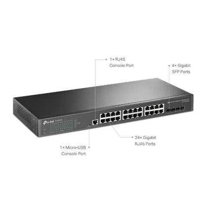 TP-Link JetStream TL-SG3428 24-Port Metal Gigabit L2+ Managed Switch 4 SFP Slots