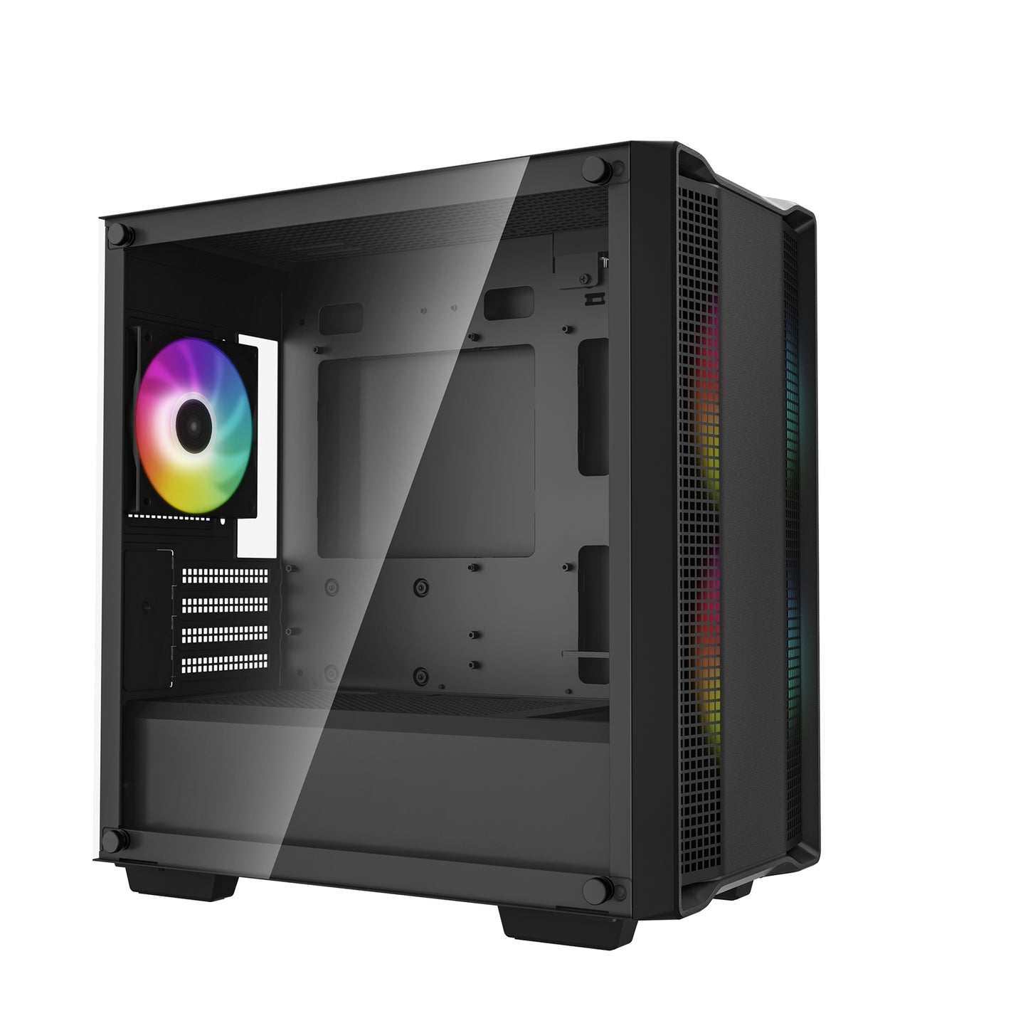 DeepCool CC360 ARGB, Black PC Case, Mini Tower Chassis, Glass Window, ARGB Fans