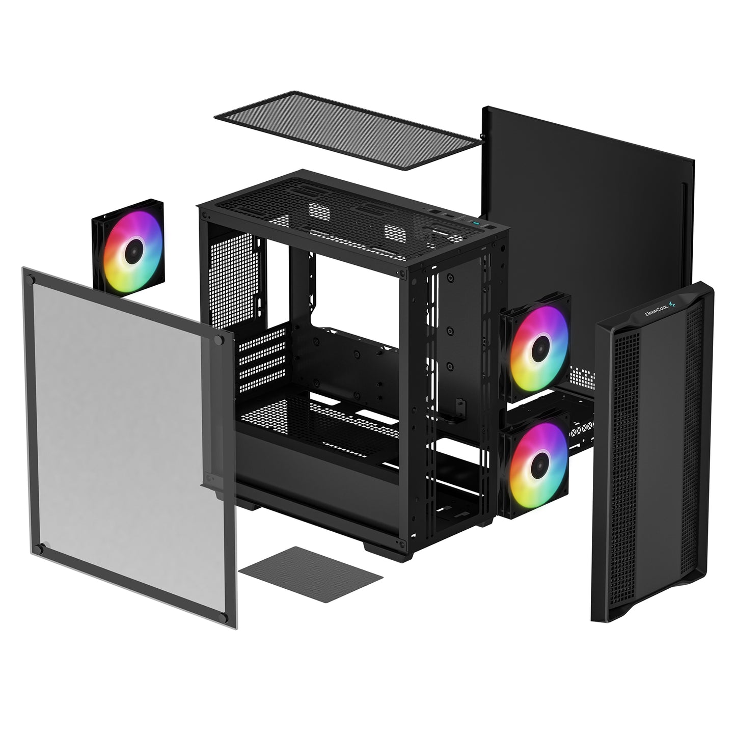 DeepCool CC360 ARGB, Black PC Case, Mini Tower Chassis, Glass Window, ARGB Fans