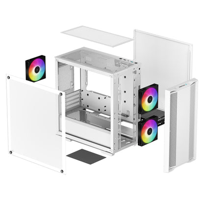 DeepCool CC360 ARGB WH, White, Mini Tower Chassis with Tempered Glass Window