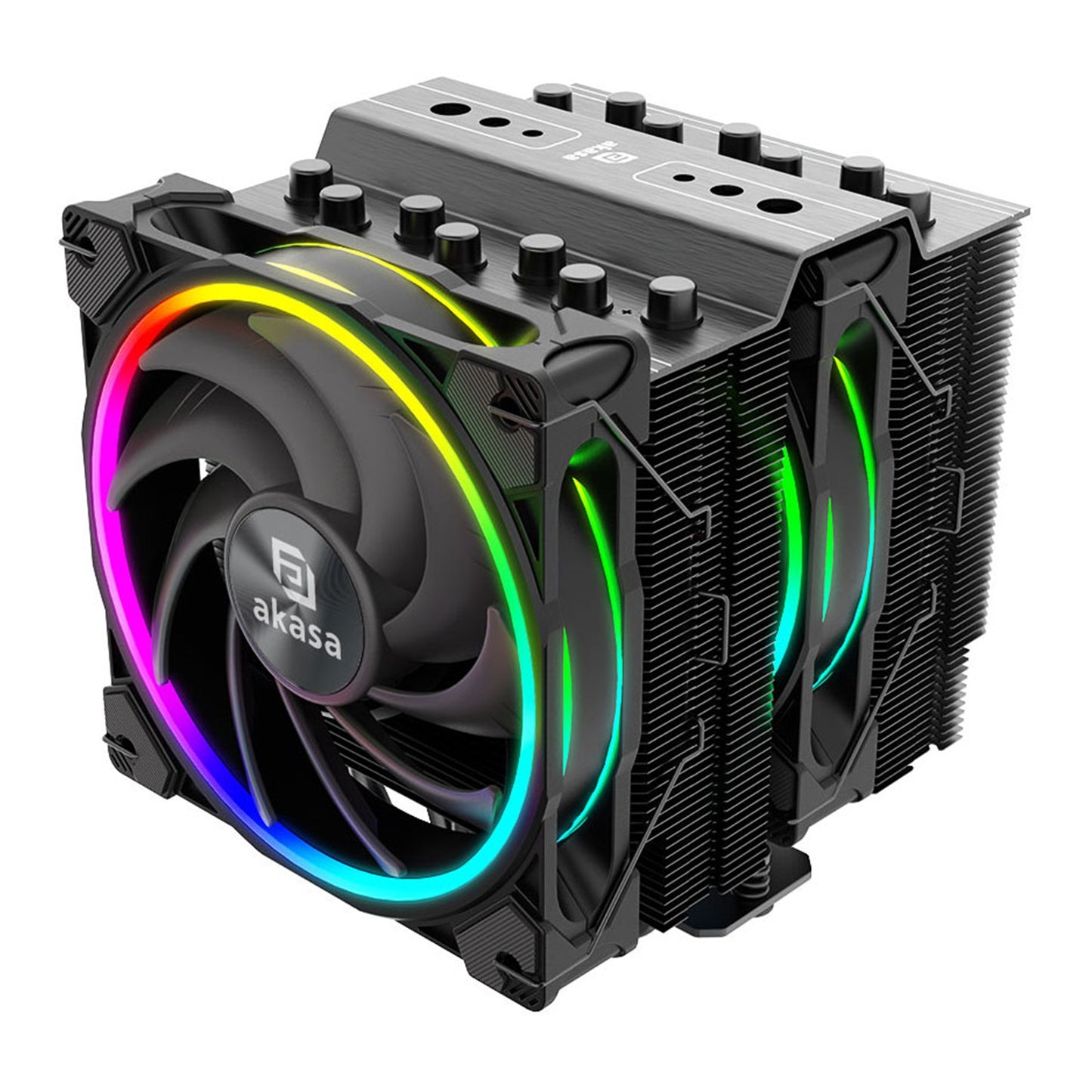 Akasa Soho H7 ARGB CPU Cooler Black 2x 120mm PWM Fan Dual Tower Aluminium Fins