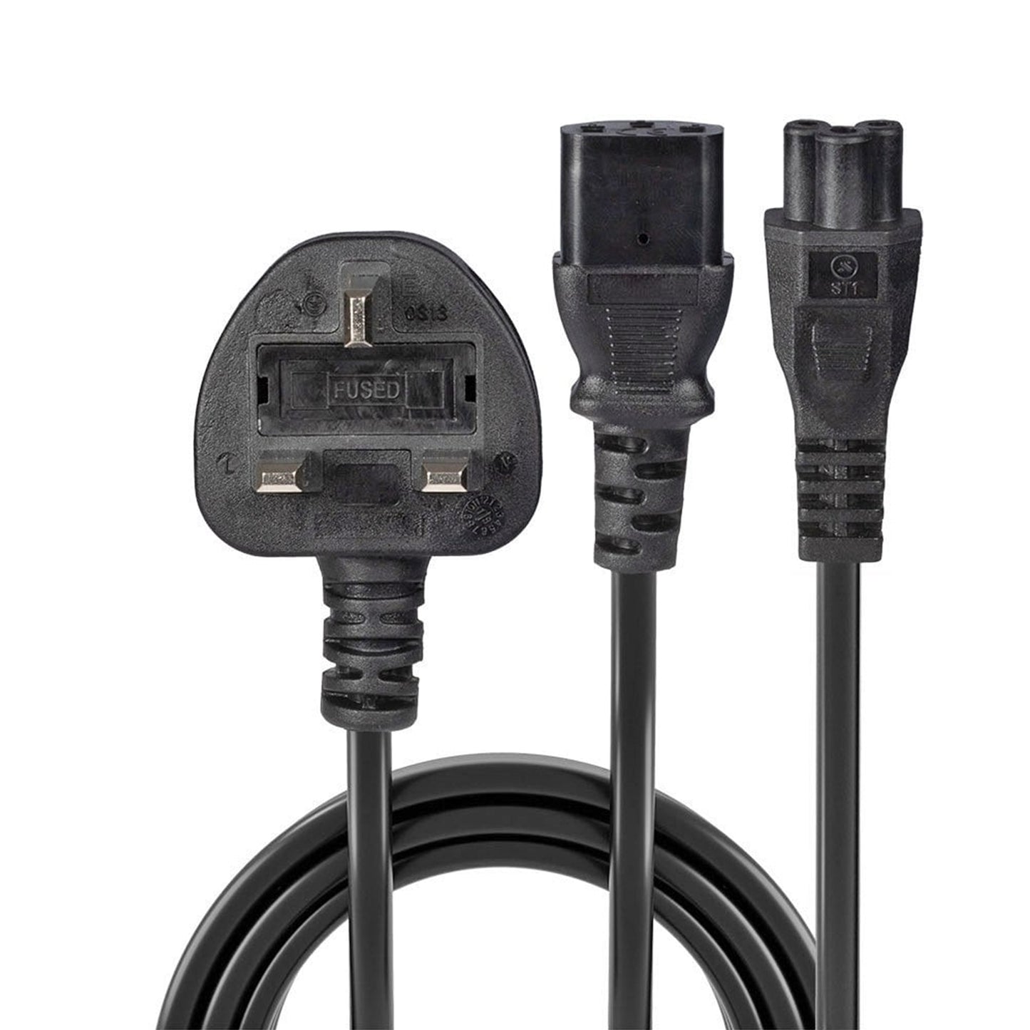 Lindy 30374 2.5m UK 3 Pin Plug To IEC C13 & IEC C5 Mains Splitter Cable