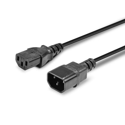 Lindy 30331 2m IEC C13 (Kettle) To IEC C14 (Kettle) Mains Extension Cable, Black