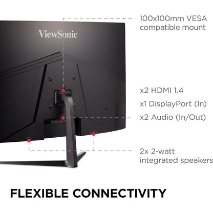 Viewsonic Omni VX3218C-2K 32 Inch Curved Gaming Monitor QHD 165Hz 1ms w/Speakers