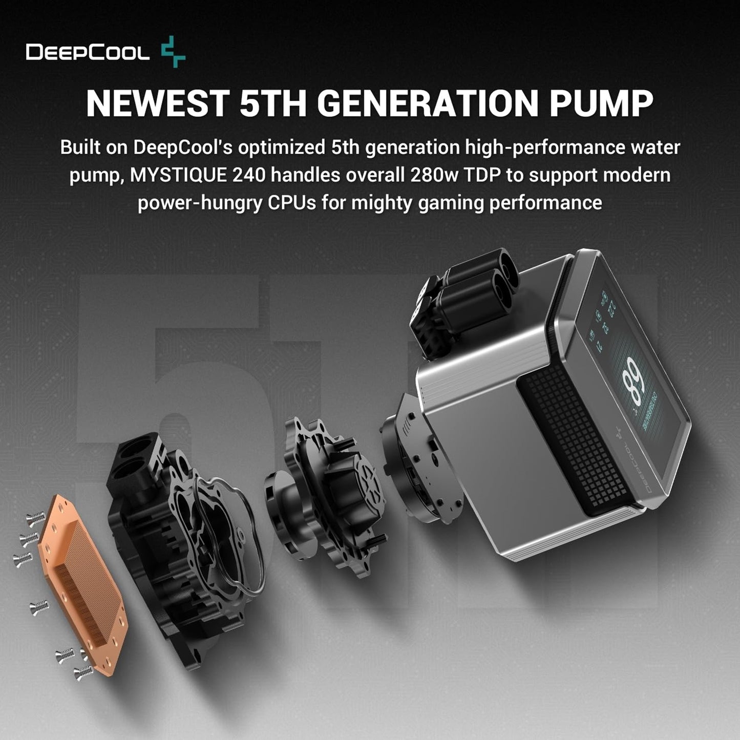 DeepCool Mystique 240 CPU Cooler, Personalized Cooling with 2.8" TFT LCD Screen
