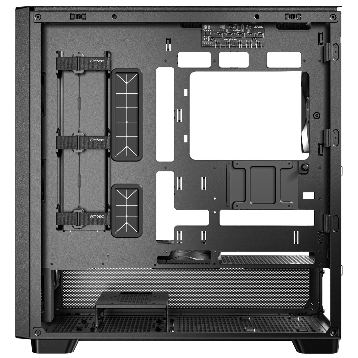 Antec FLUX Mid Tower PC Case, Tempered Glass, Black/Wood, 5xFans, USB-C, ATX/ITX