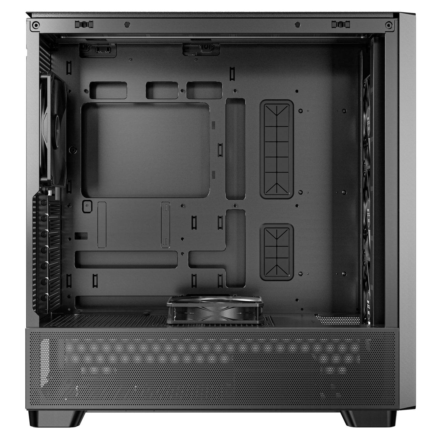 Antec FLUX Mid Tower PC Case, Tempered Glass, Black/Wood, 5xFans, USB-C, ATX/ITX