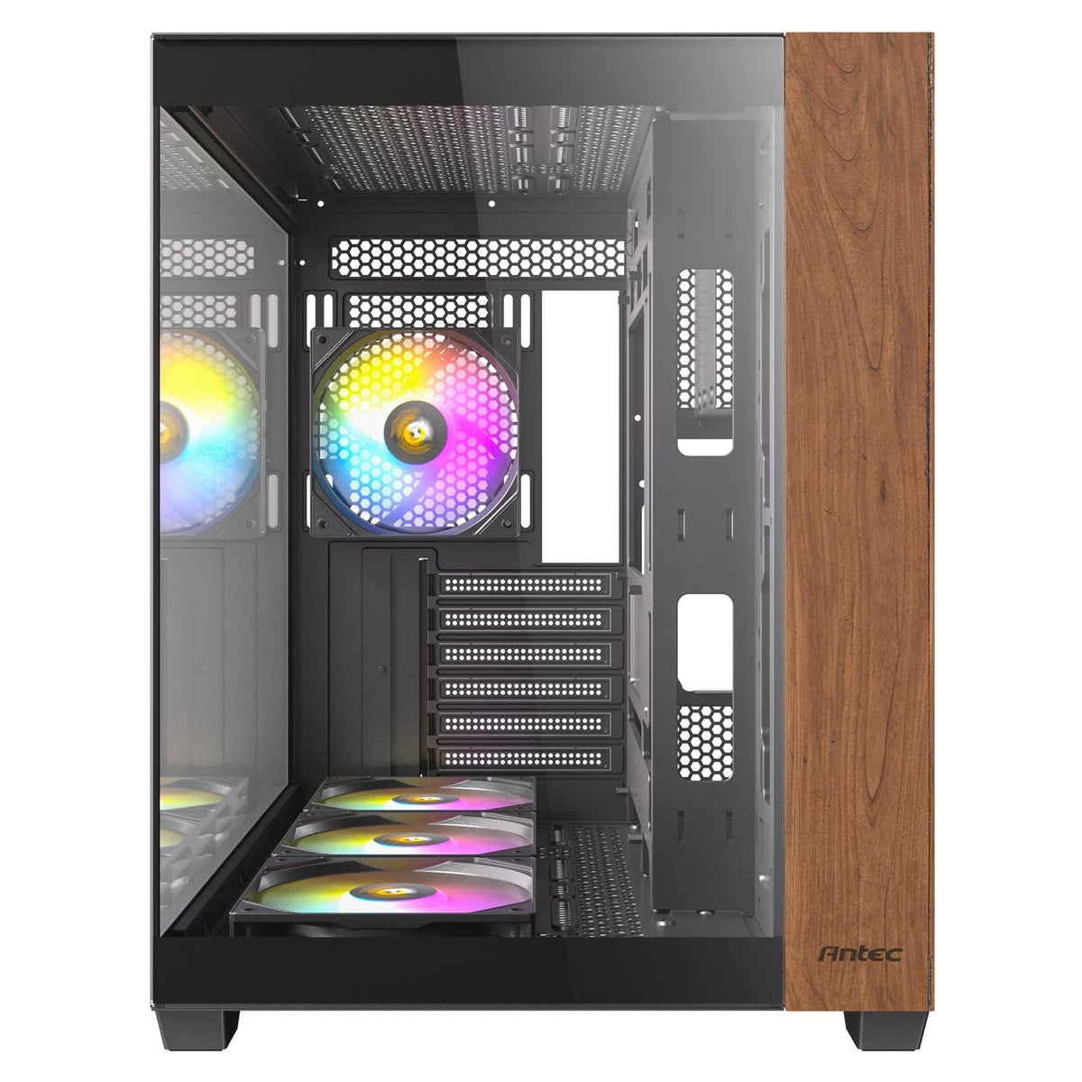Antec CX800 Wood Mid Tower Dual Chamber Gaming Case with ARGB LED Fans Installed