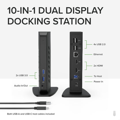 Plugable UD-3900Z USB-A/USB-C Dual Monitor Universal DisplayLink Docking Station
