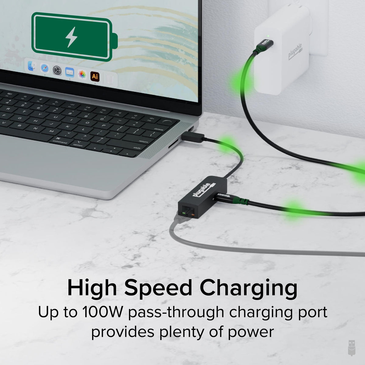 Plugable USBC-E2500PD USB-C to 2.5GbE Gigabit Ethernet Adapter, USBC PD Charging
