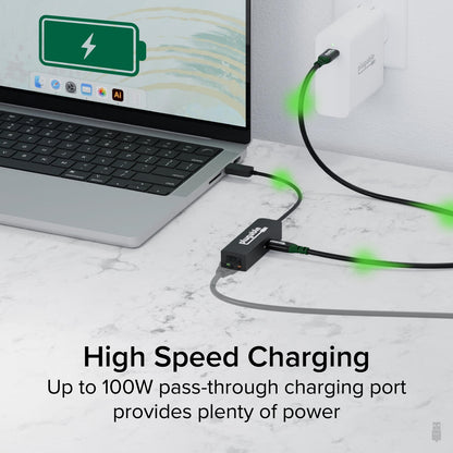 Plugable USBC-E2500PD USB-C to 2.5GbE Gigabit Ethernet Adapter, USBC PD Charging