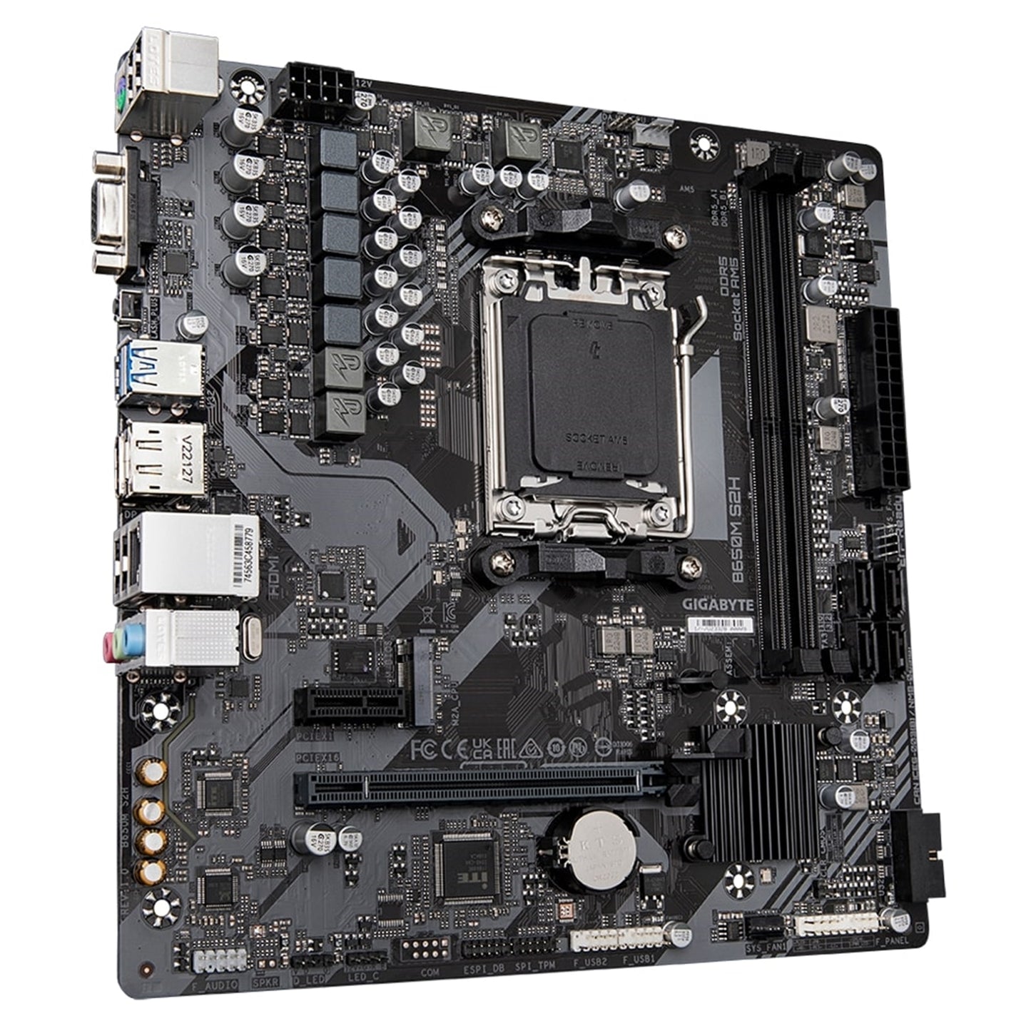 Gigabyte B650M S2H Motherboard, AMD Socket AM5, Micro-ATX, DDR5, M.2, GbE LAN
