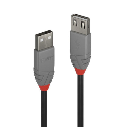 Lindy 36701 0.5m USB-A (M) 2.0 To USB-A (F) 2.0 Anthra Line 480Mbps Cable Black