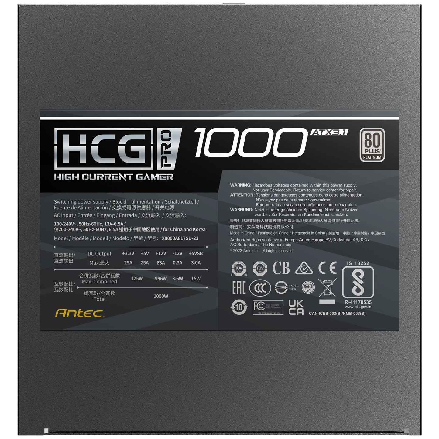 Antec HCG1000 PRO Platinum ATX 3.1 Power Supply 1000W Fully Modular 80+ Platinum