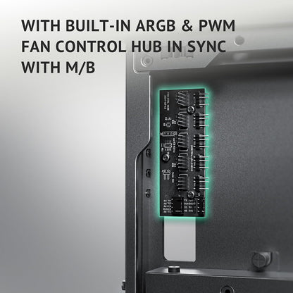 Antec Flux PRO Full Tower PC Case, Tempered Glass Wood, Black, 6 Installed Fans