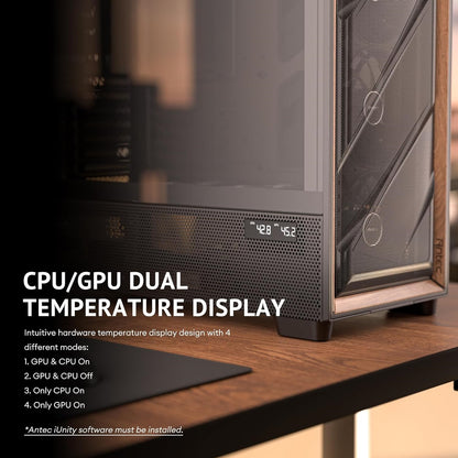 Antec Flux PRO Full Tower PC Case, Tempered Glass Wood, Black, 6 Installed Fans