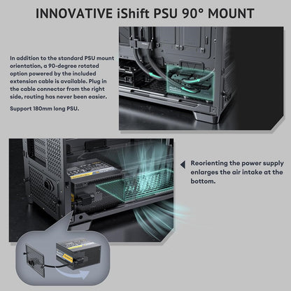 Antec Flux PRO Full Tower PC Case, Tempered Glass Wood, Black, 6 Installed Fans