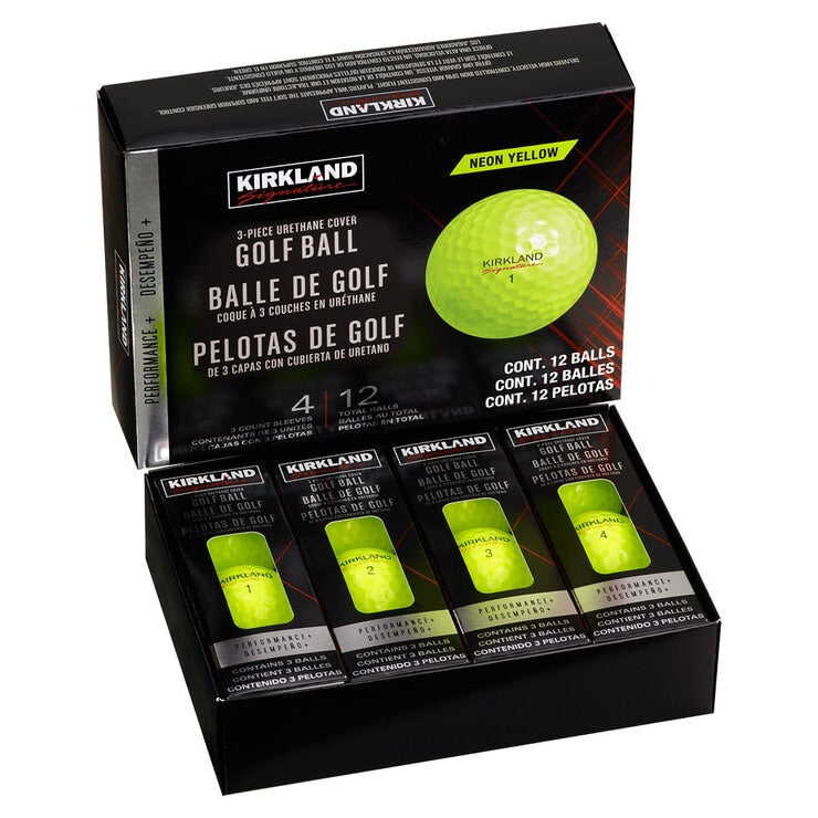 Kirkland Signature 3-Piece Urethane Cover Neon Yellow Golf Balls - 48 Balls