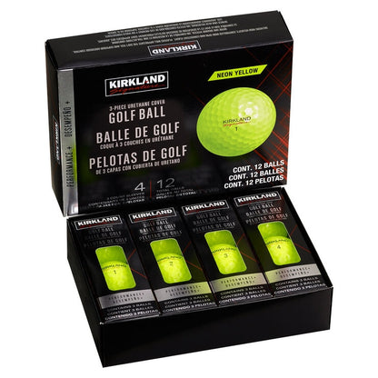 Kirkland Signature 3-Piece Urethane Cover Neon Yellow Golf Balls - 48 Balls