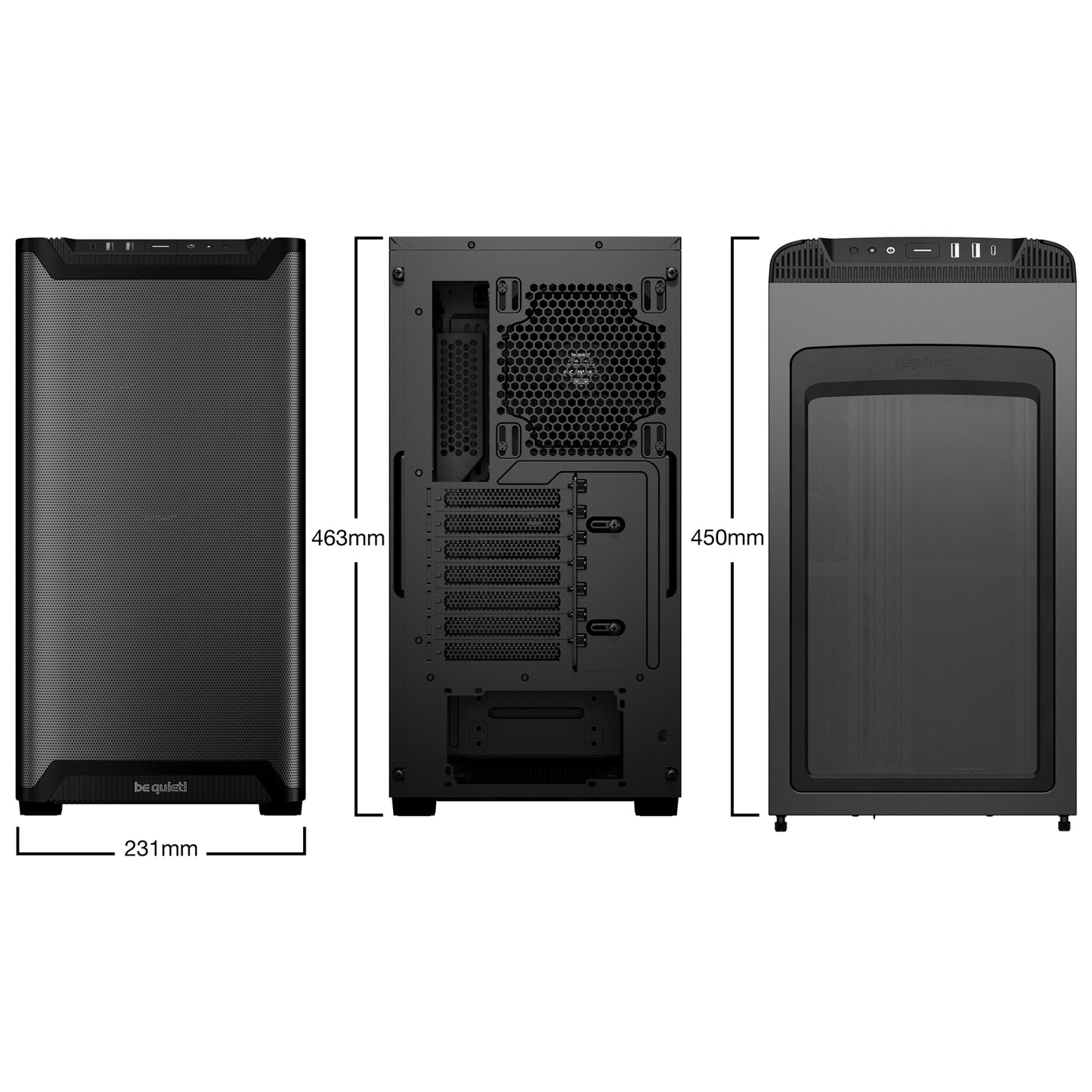 be quiet! Pure Base 501 ATX Mid-Tower PC Case, 2x 140mm PWM Fans, Airflow Cover