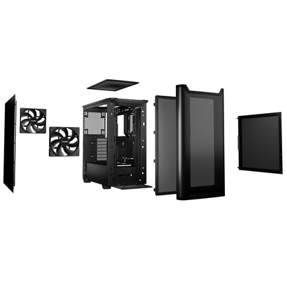 be quiet! Pure Base 501 ATX Mid-Tower PC Case, 2x 140mm PWM Fans, Airflow Cover