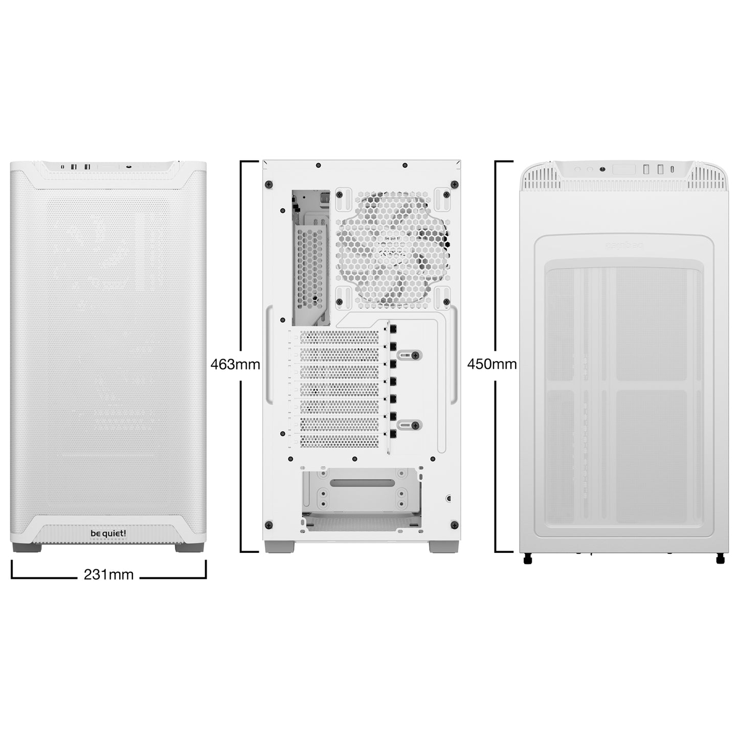 be quiet! Pure Base 501 Airflow White ATX Mid Tower Case 2xPure Wings 2 PWM Fans