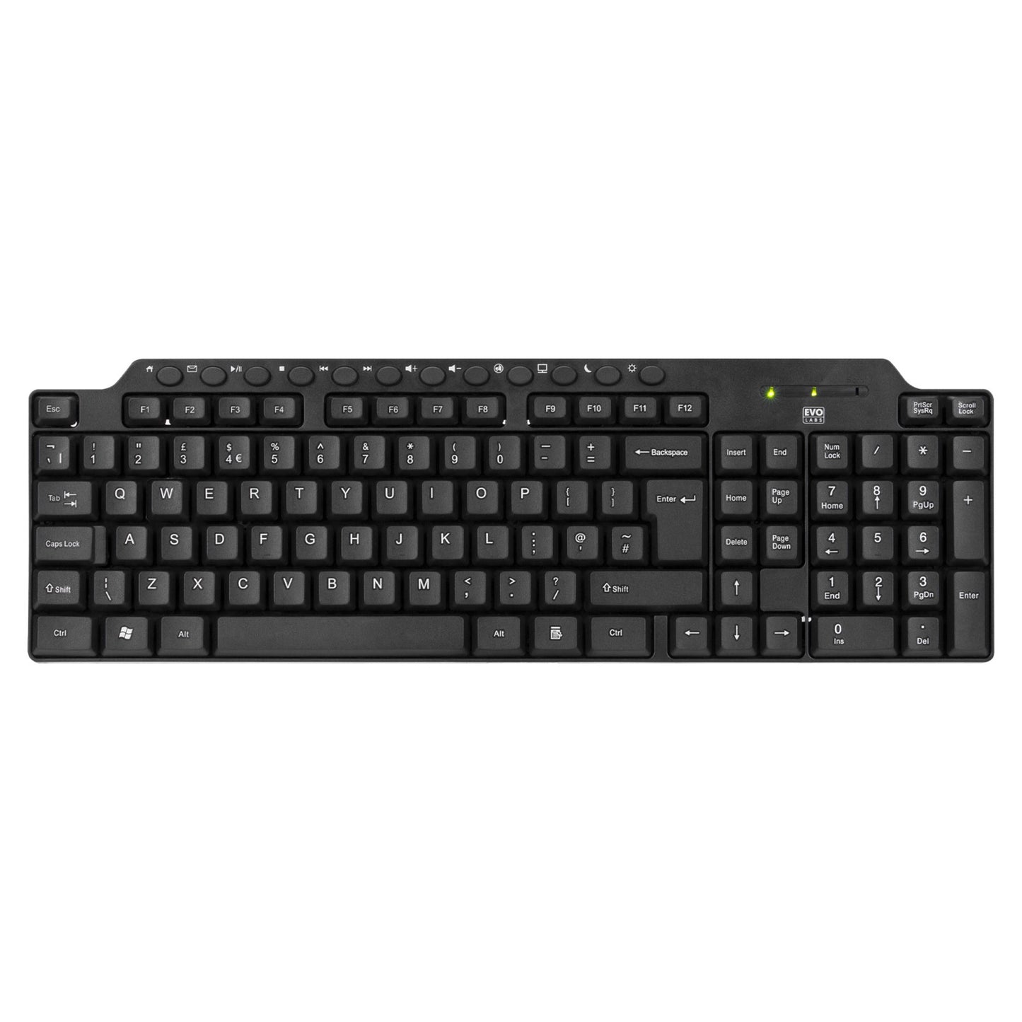 Evo Labs CM-501UK Wired Multimedia Keyboard and Mouse Combo Set Black