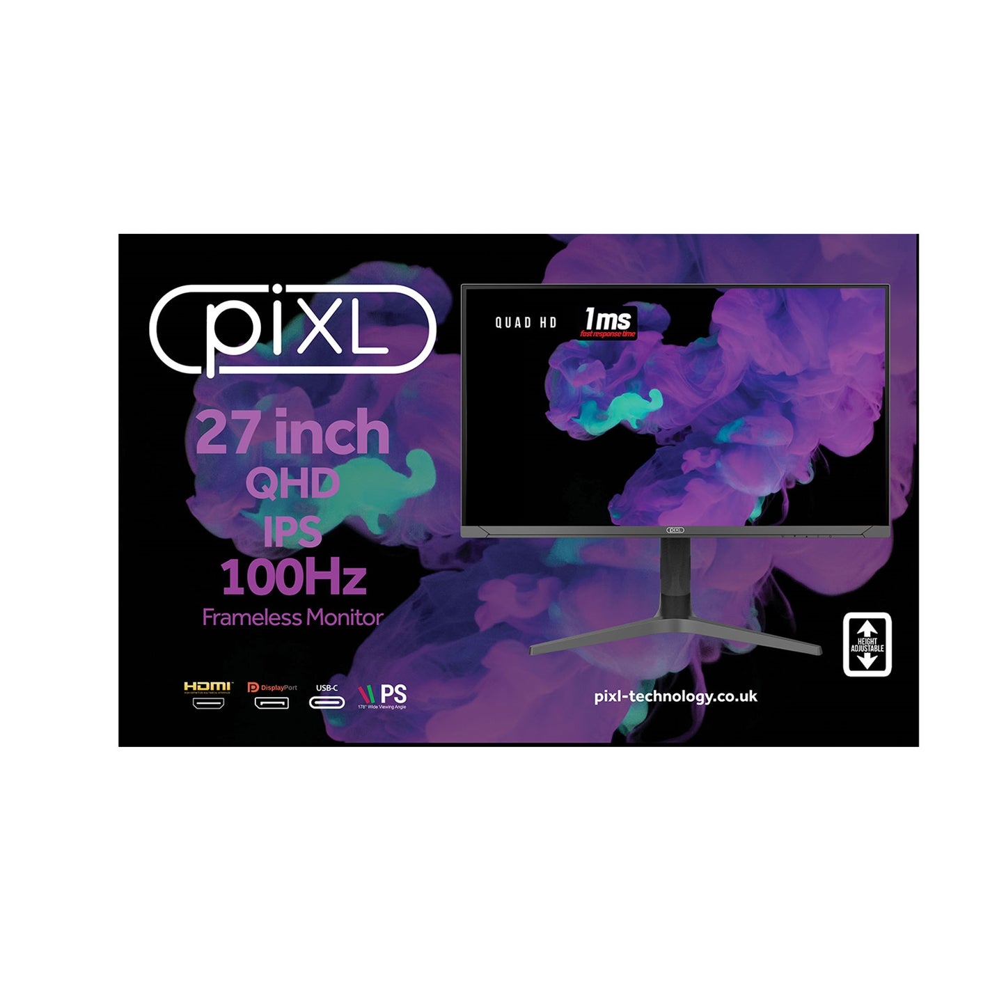 piXL CM27G7 27 Inch 100Hz QHD Frameless Gaming Monitor