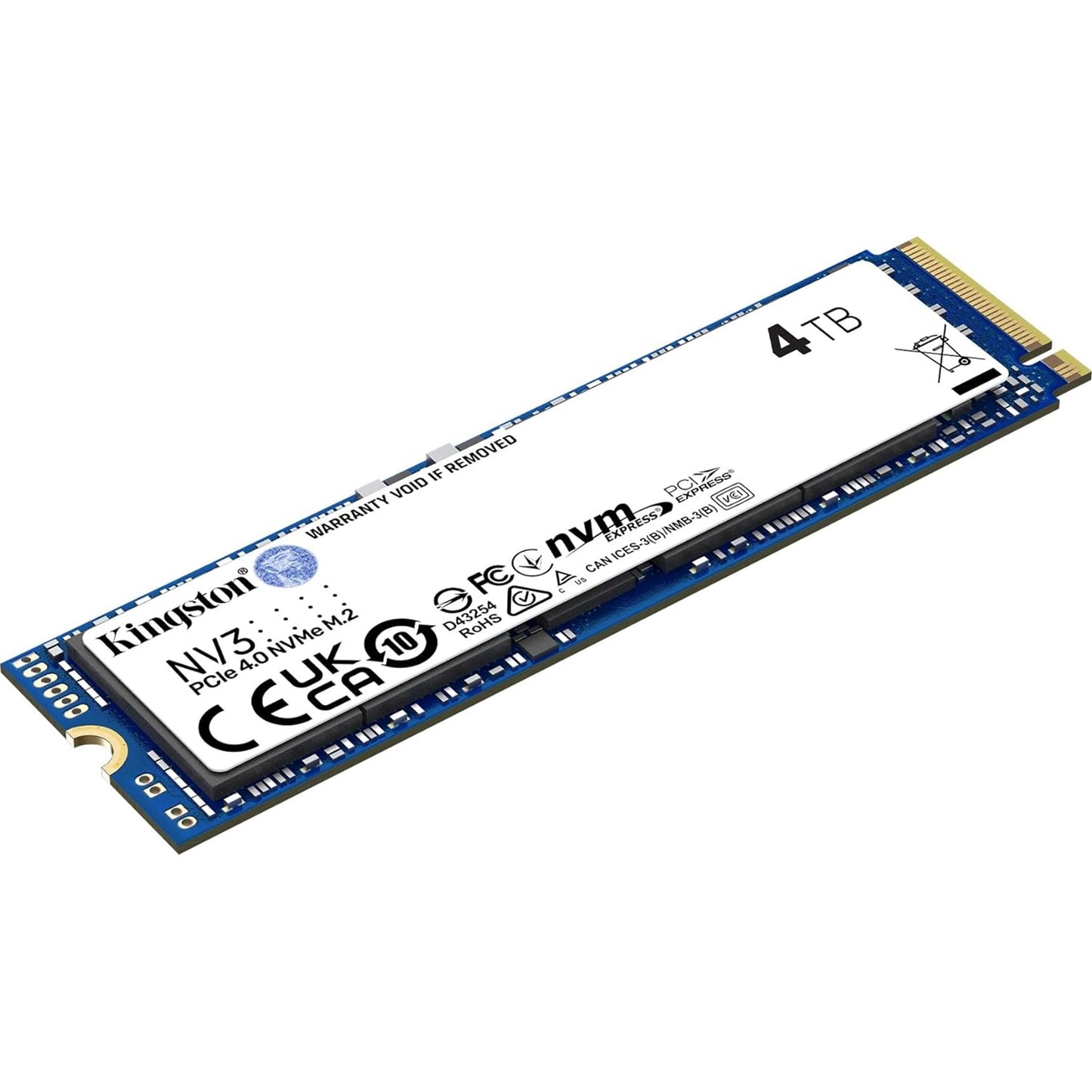 Kingston NV3 (SNV3S/4000G) 4TB NVMe SSD, M.2 Interface, PCIe Gen4, 2280