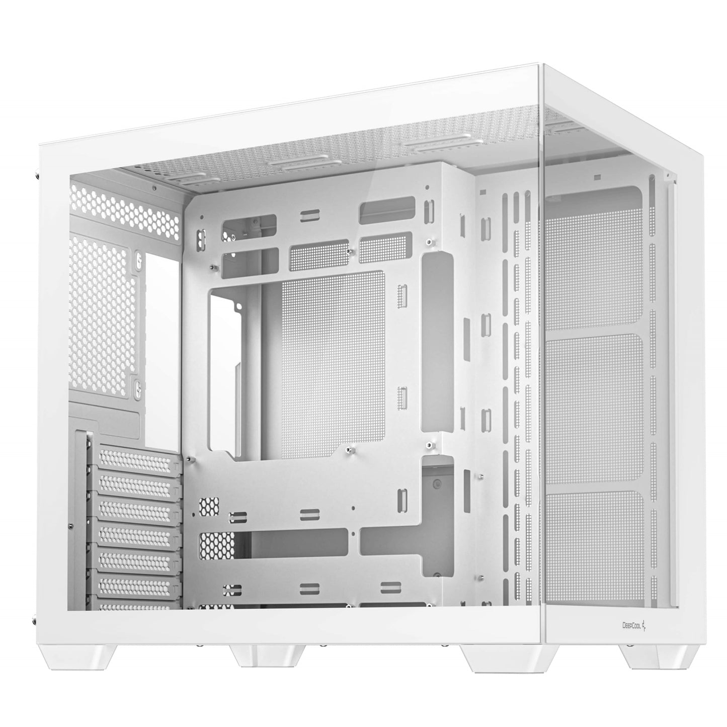 DeepCool CG530 Dual-Chamber Computer Case, Tempered Glass Panels, White