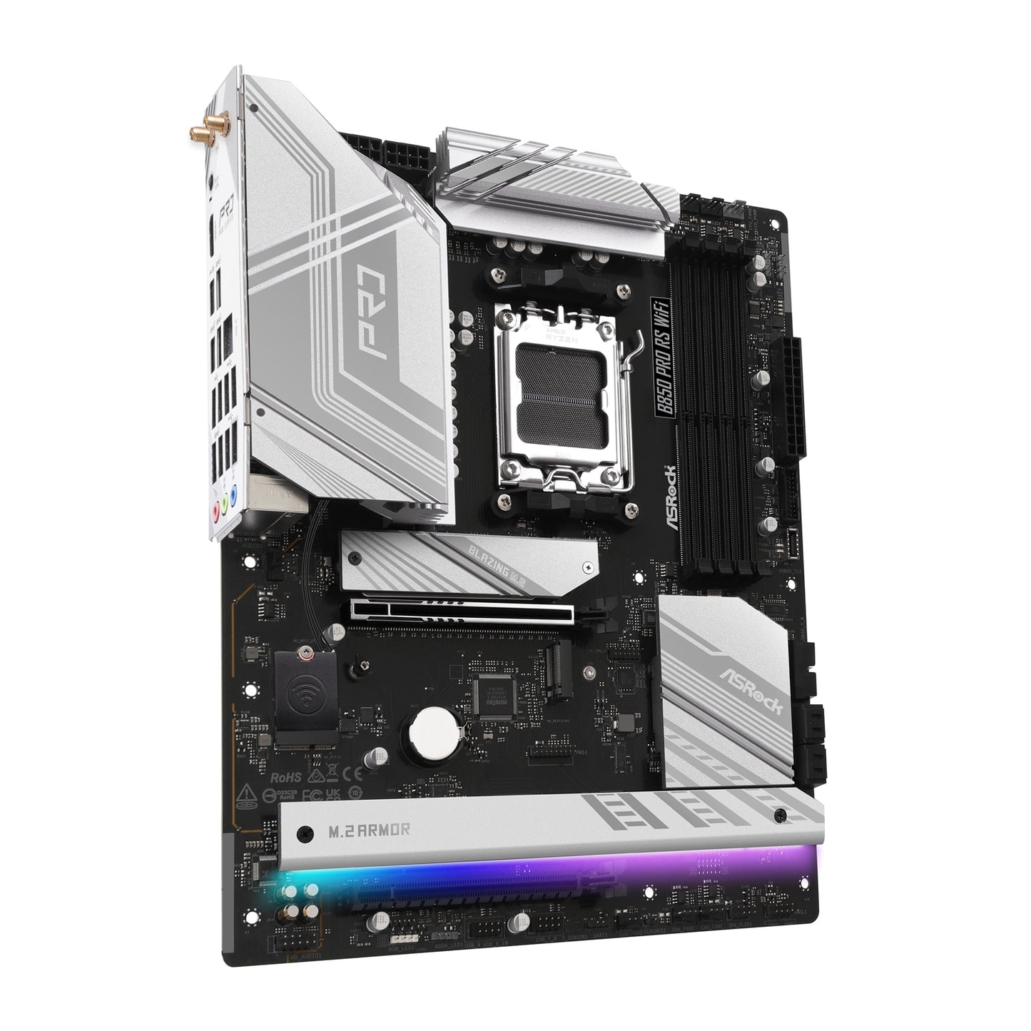 ASRock B850 Pro RS AMD AM5 Socket Motherboard, ATX 4x DDR5 Slots, 4x M.2 Sockets