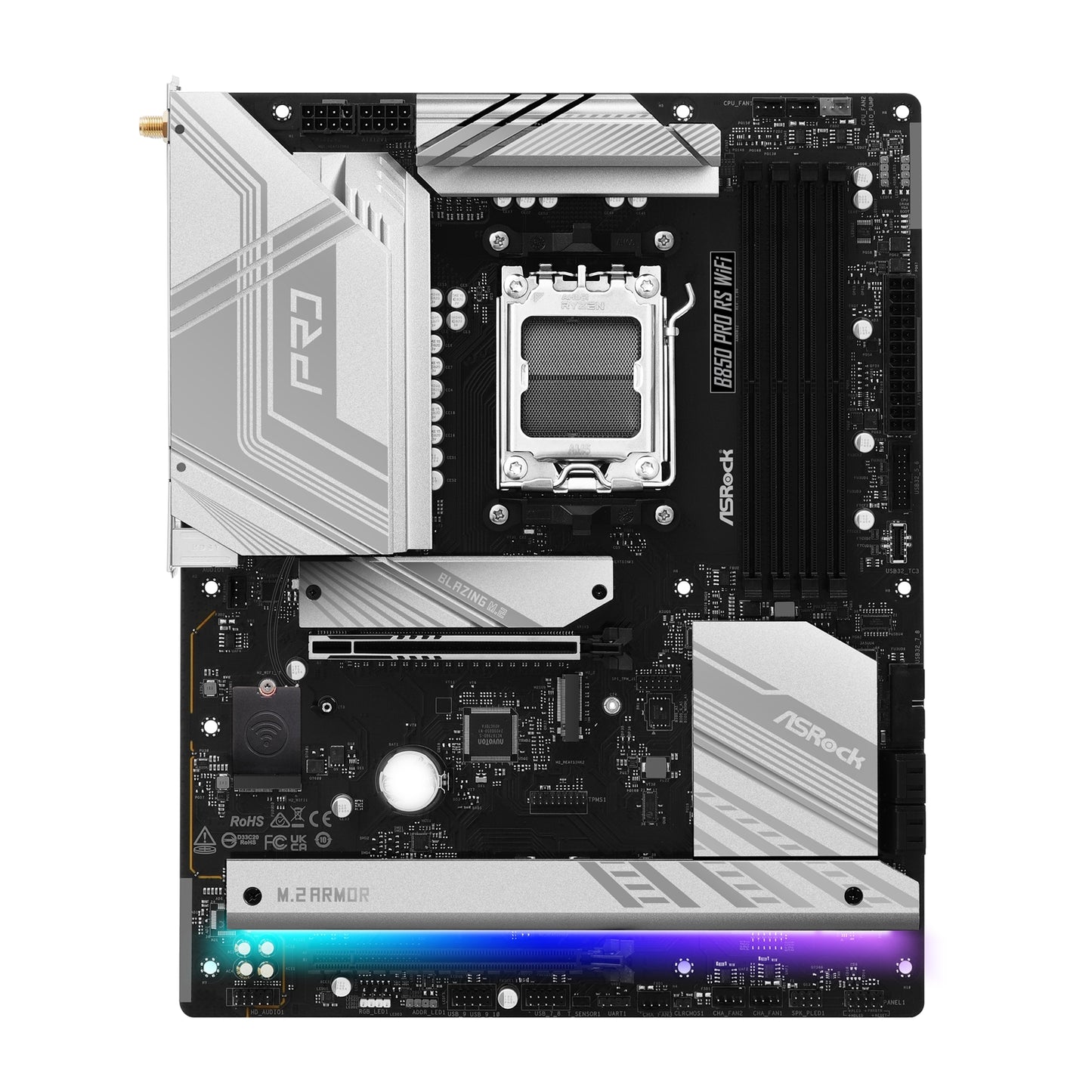 ASRock B850 Pro RS AMD AM5 Socket Motherboard, ATX 4x DDR5 Slots, 4x M.2 Sockets