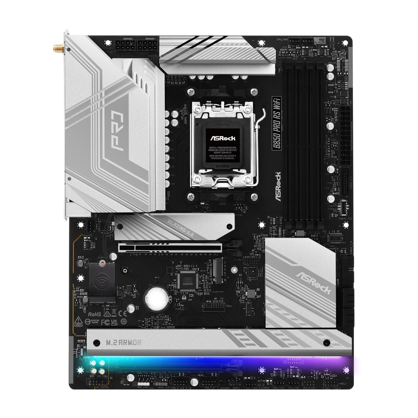 ASRock B850 Pro RS AMD AM5 Socket Motherboard, ATX 4x DDR5 Slots, 4x M.2 Sockets