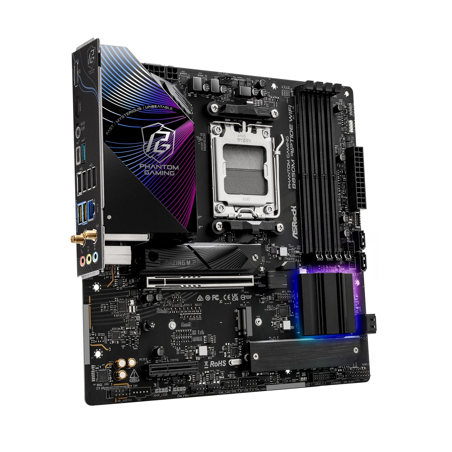 ASRock B850M Riptide WiFi AMD AM5 Socket Motherboard, mATX 4x DDR5 Slots 3x M.2