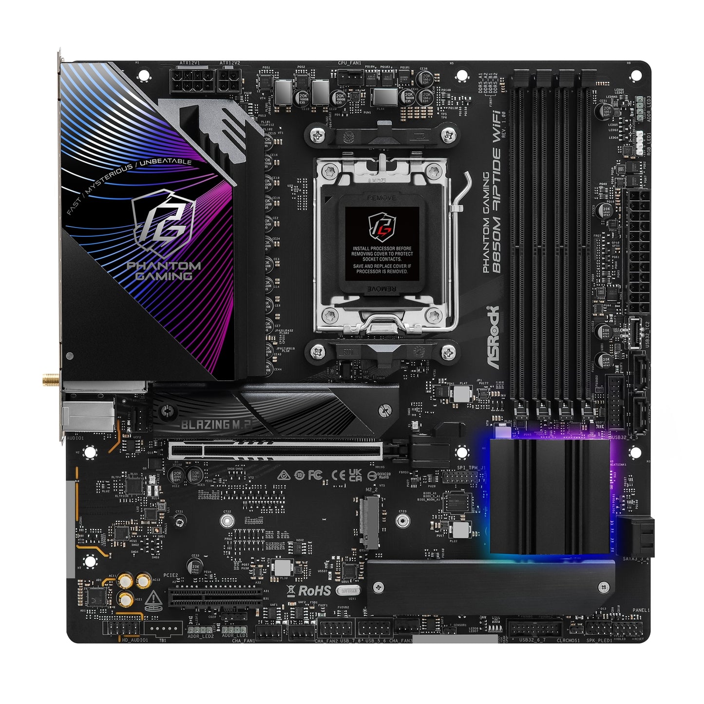 ASRock B850M Riptide WiFi AMD AM5 Socket Motherboard, mATX 4x DDR5 Slots 3x M.2