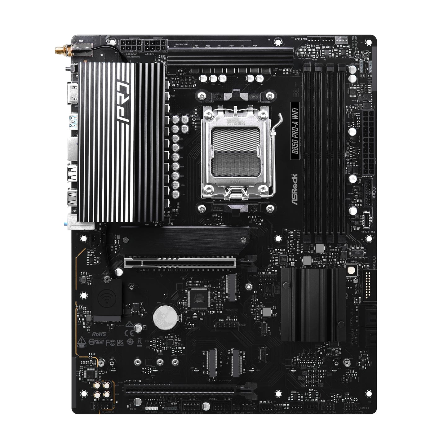 ASRock B850 Pro-A WiFi AMD AM5 Socket Motherboard ATX 4xDDR5 Slots 4xM.2 Sockets