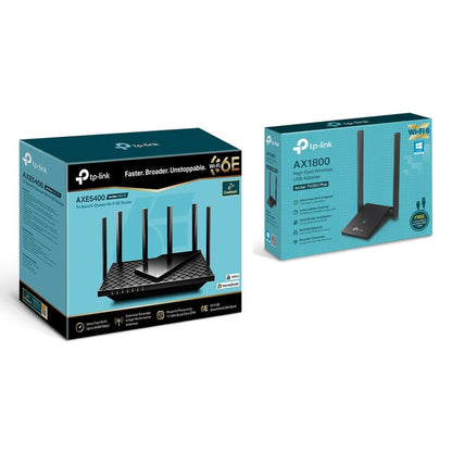 TP-Link Archer AX75E WiFi6E Router AXE5400 + TP-Link Archer TX20U Adapter AX1800