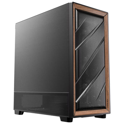 Antec Flux SE Full Tower PC Case, Solid Side Panel, Black/Wood, 5xFans, ATX/ITX