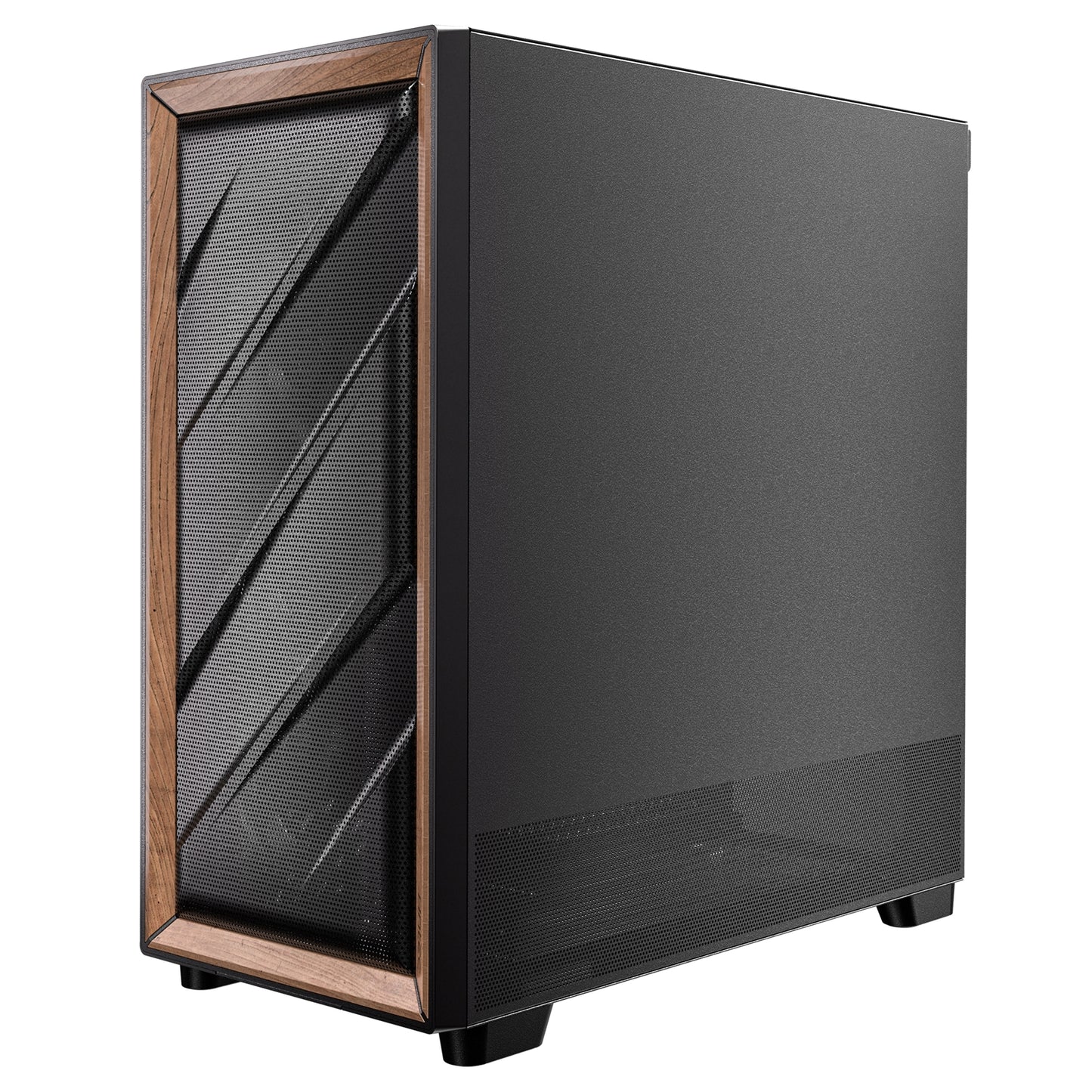 Antec Flux SE Full Tower PC Case, Solid Side Panel, Black/Wood, 5xFans, ATX/ITX