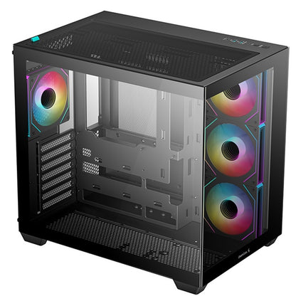 DeepCool CG530 4F Mid-Tower Case with Tempered Glass Panels, 4x ARGB Fans, Black