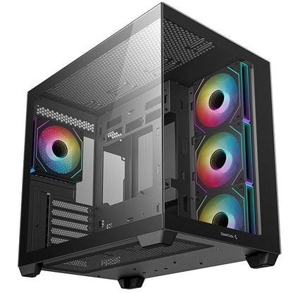 DeepCool CG530 4F Mid-Tower Case with Tempered Glass Panels, 4x ARGB Fans, Black