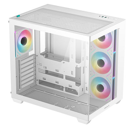 DeepCool CG530 4F Mid-Tower Case with Tempered Glass Panels, 4x ARGB Fans, White