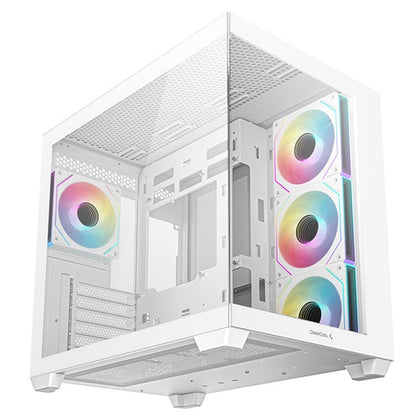 DeepCool CG530 4F Mid-Tower Case with Tempered Glass Panels, 4x ARGB Fans, White