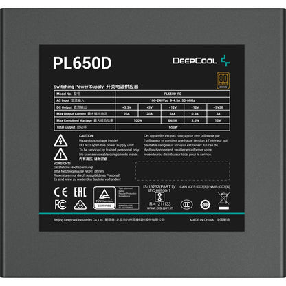 DeepCool PL650D 650W 80+ Bronze Power Supply 120mm Fan ATX3.1/PCIe 5.0 Support