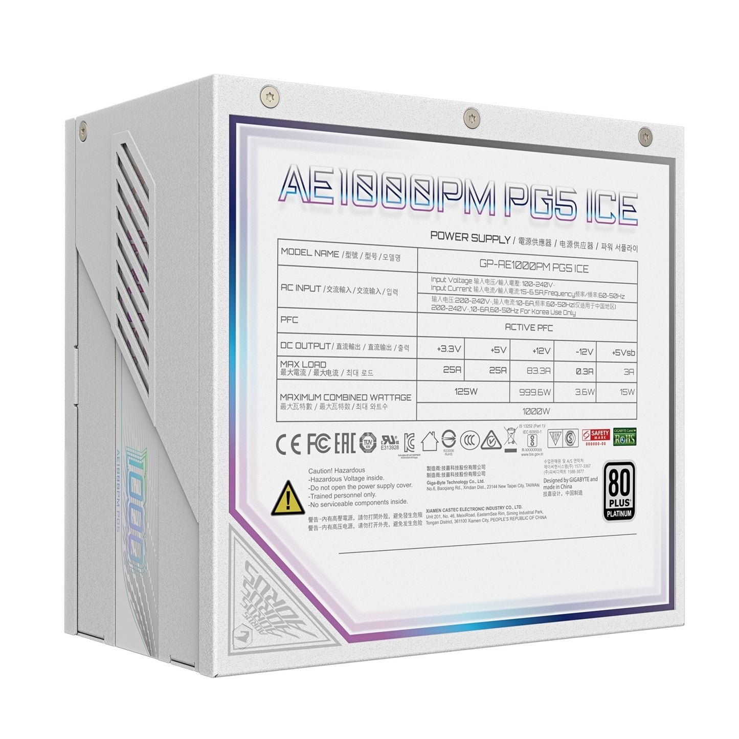 GIGABYTE AORUS ELITE P1000W 80+ Platinum Fully Modular PCIe 5.0 ICE Power Supply