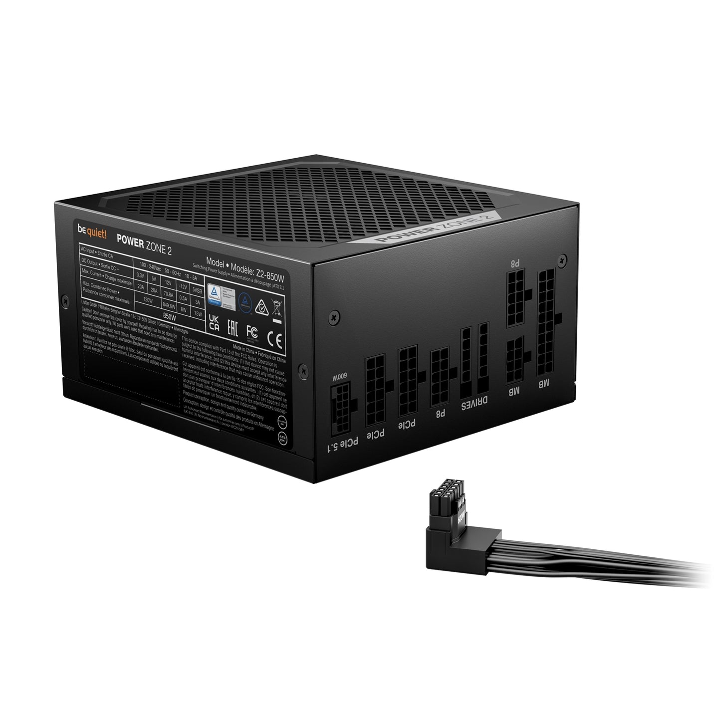 be quiet! Power Zone 2 850W PSU - 80 PLUS Platinum, Pure Wings 3 Fan
