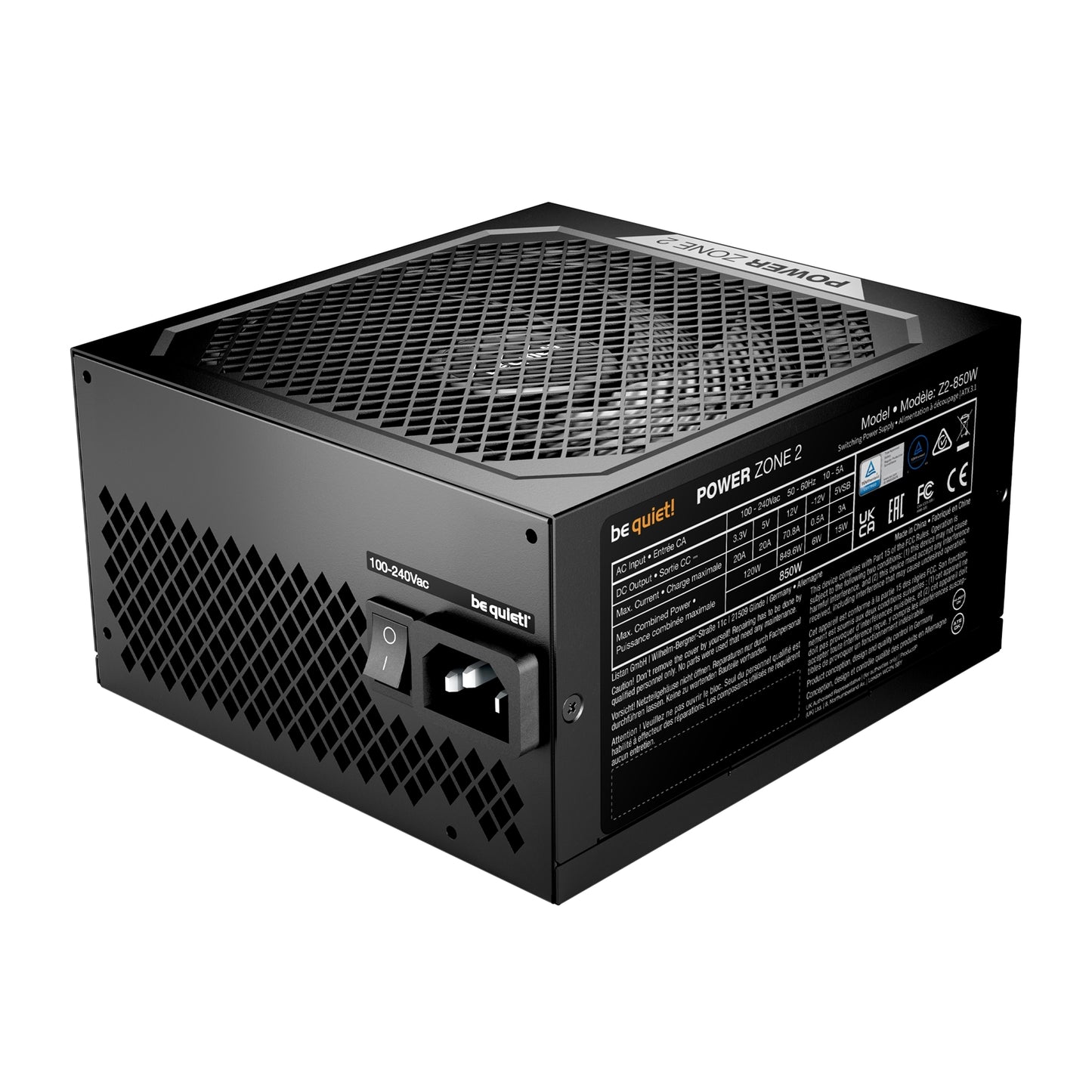 be quiet! Power Zone 2 850W PSU - 80 PLUS Platinum, Pure Wings 3 Fan