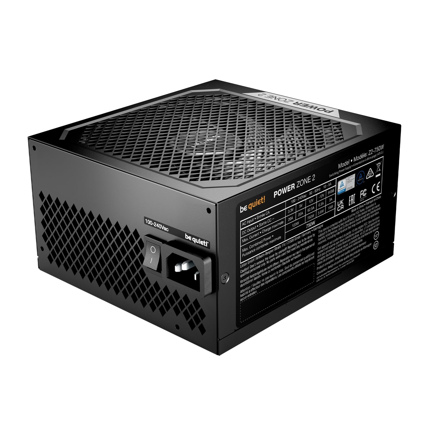 be quiet! Power Zone 2 750W PSU, 80+ Platinum, Semi-Passive Cooling, PW 3 Fan
