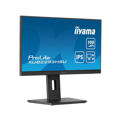 iiyama PROLITE 22 Inch IPS FHD 100Hz Monitor, Speakers, Black, Adjustable Height